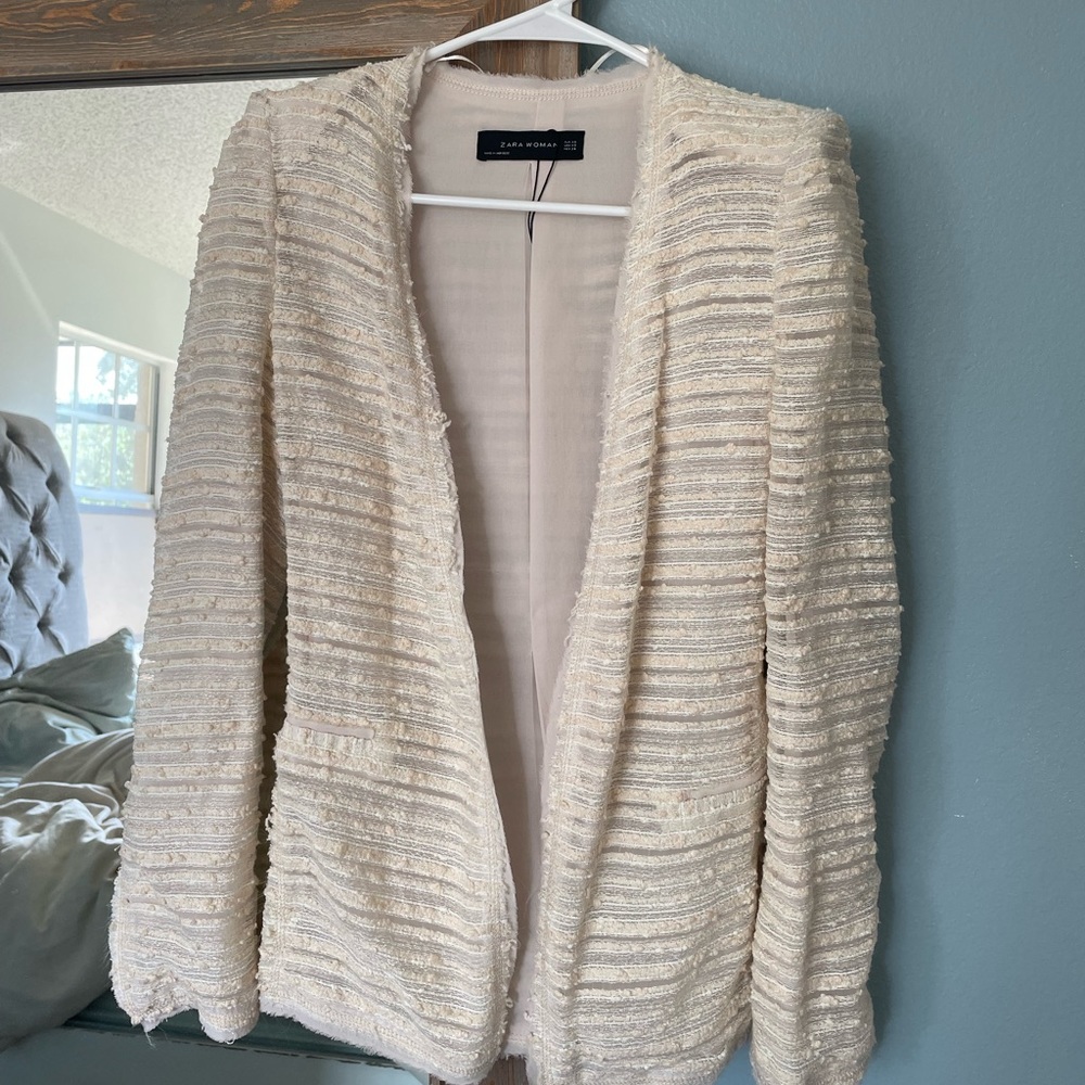 Zara tweed blazer padded shoulders
